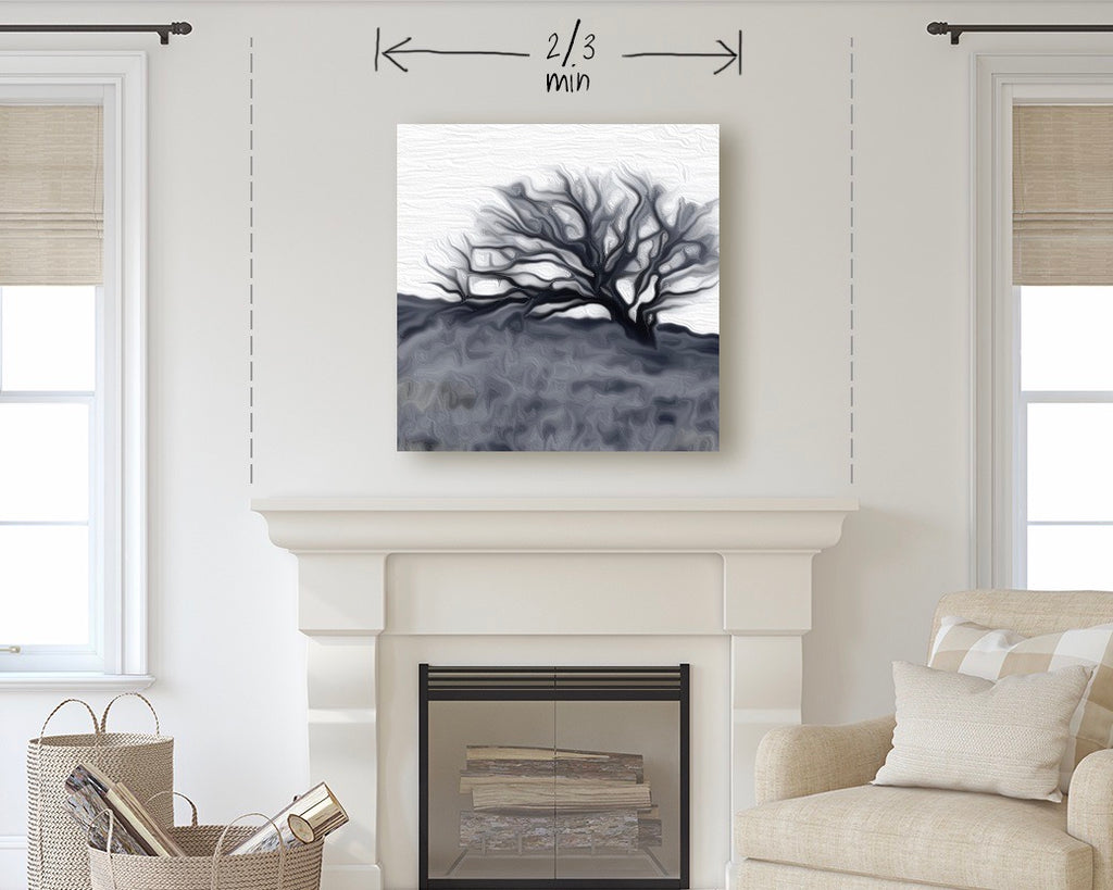 How to hang pictures above a fireplace mantel